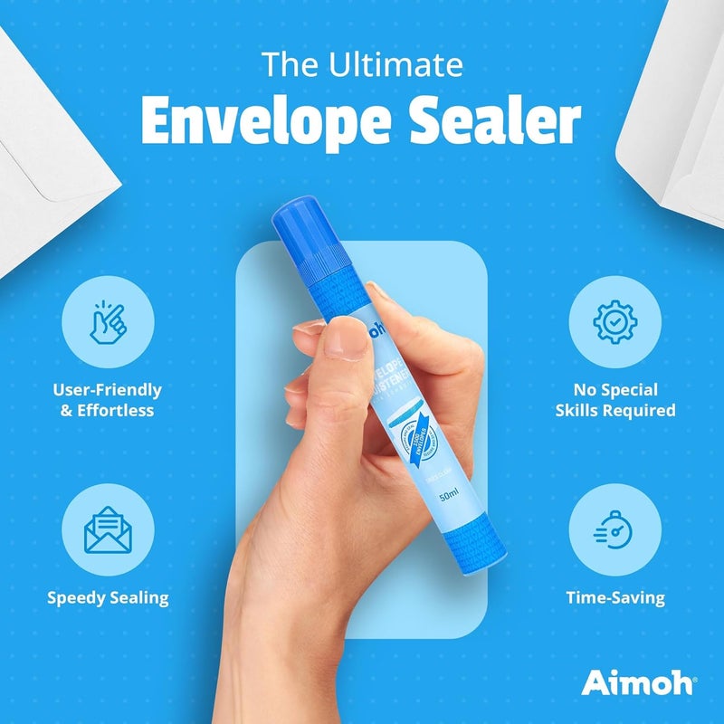 Aimoh Envelope Moistener with Adhesive, Fast-Drying, Envelope Sealer, Stamp and Letter Glue licker, Ideal for envelopes, Stamps, Letters - 8 Pack (13454) - Image 3